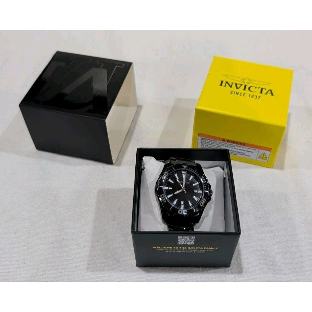 Invicta Pro Diver 79016 Triple Black Stainless Steel Watch 46mm New In Box